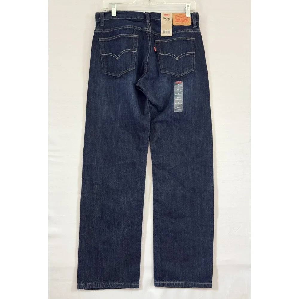 Levi's 505 Jeans Mens  Blue Dark Wash Regular Fit Straight Leg 29x29  NwT‎